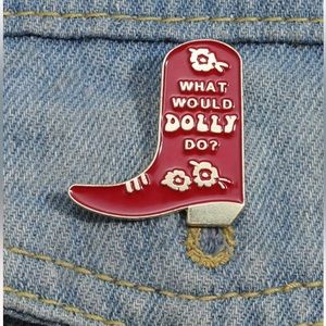 Adorable what would Dolly Do? pin. Cowboy boot with floral detail.